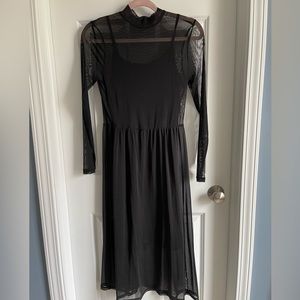 Black long sleeve mesh dress